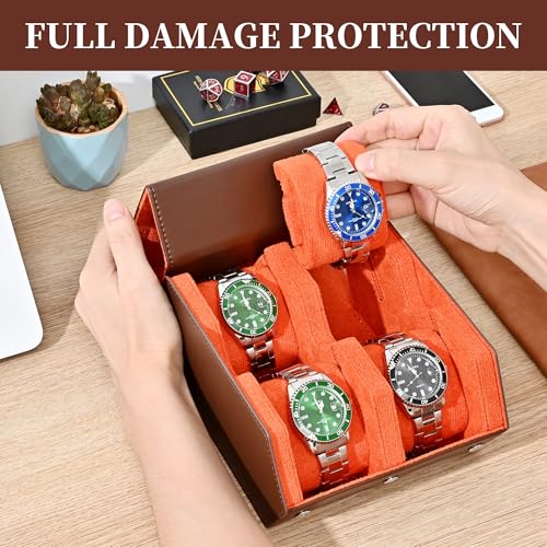 Watch Roll Travel Case for 4 Watches Storage and Organizer