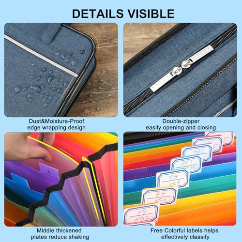 Heavy Duty Accordian File Organizer with Handle