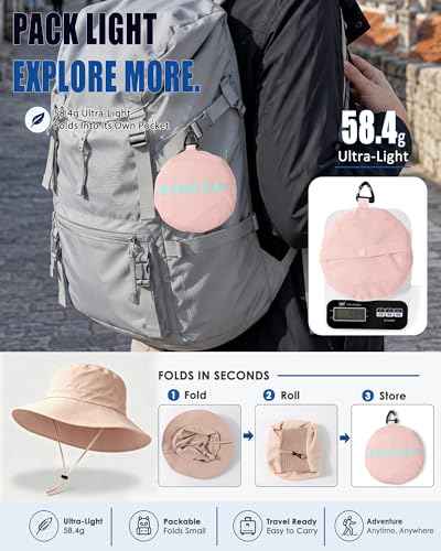 Water Resistant UPF 50+ Sun Bucket Hat Packable Brimmed for Women Men