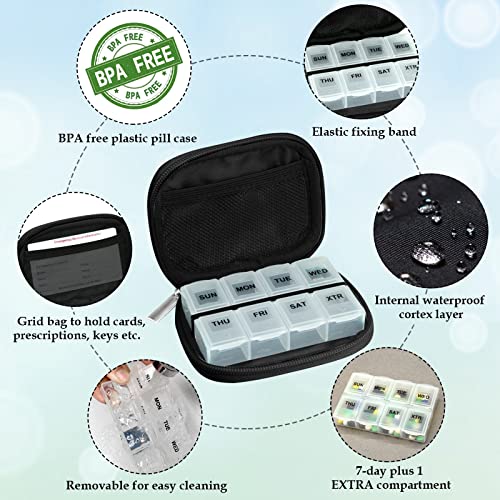 Weekly Travel Pill Organizer Pill Case for Purse with Removable 7 Day Pill Box (2 Count)