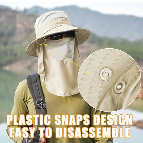 Sun Hats for Men Women Fishing Hat UPF 50+ Breathable Wide Brim Summer UV Protection Hat with Face Cover & Neck Flap