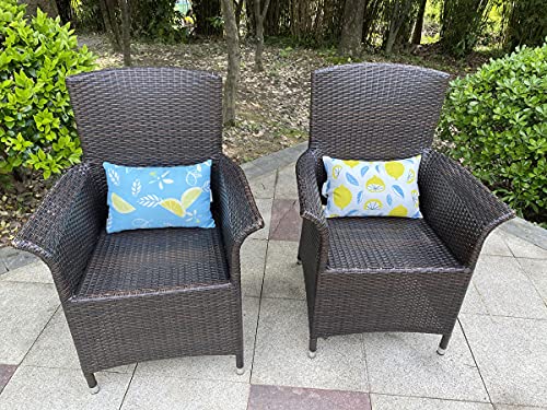 Outdoor Patio Chaise Lounge Small Headrest Waterproof Pillows with Insert & Adjustable Elastic Stripe (2 Count)