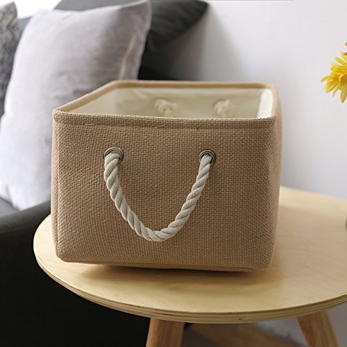 Decorative Basket Rectangular Small Storage Basket Fabric Storage Bin Organizer Basket with Handles for Clothes Storage