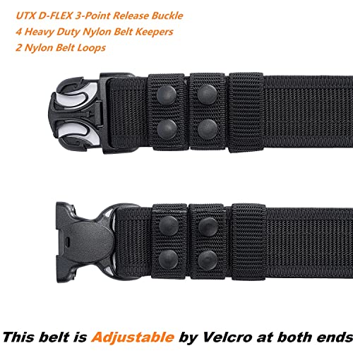 Duty Belt w Hook Lining 4 Keepers Police Law Enforcement Correctional Officer Security 2" Black Nylon Outer Belt XXXL