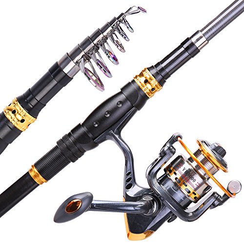 Fishing Rod Reel Combos Carbon Fiber Telescopic Fishing Pole with Spinning Reel for Travel Saltwater Freshwater Fishing