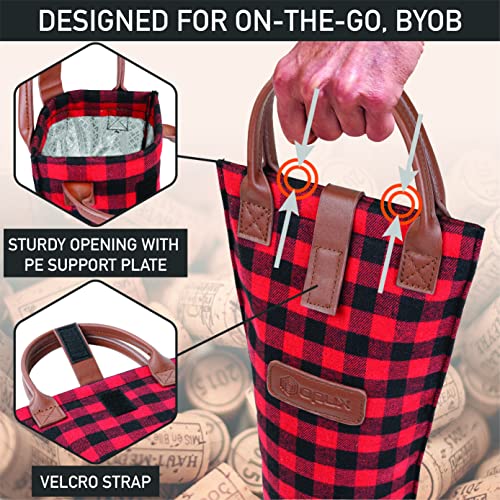 Single Bottle Wine Bag Carrier Insulated Wine Cooler Tote
