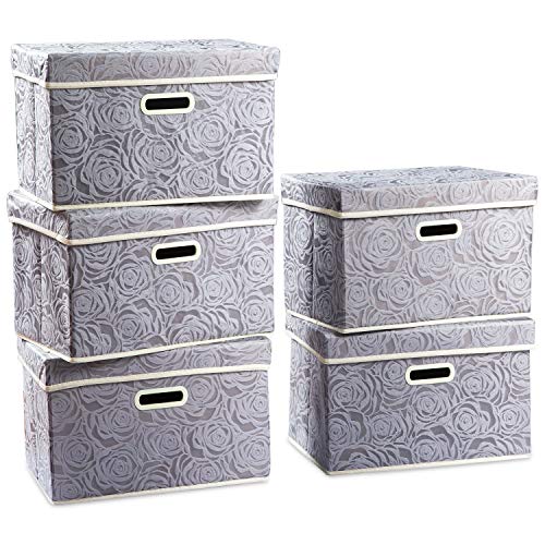 Foldable Storage Bins with Lids [5 (5 Count)