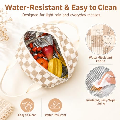 Lunch Bag for Women Men Cute Corduroy Lunch Tote Bags Reusable Insulated Lunch Box Large Capacity Reusable Insulated Cooler for Work Picnic or Travel