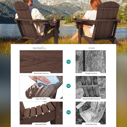 Outdoor Adirondack Chair Set of 6 with Cup Holders