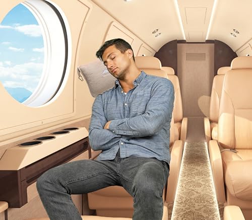 Premium Soft Travel Blanket Pillow Airplane Throws Packable Beige