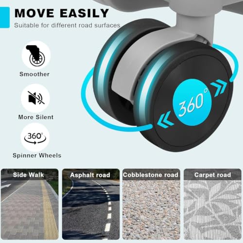 Carry On Luggage PC+ABS Aluminum Frame Zipperless Luggage Hard Shell Suitcase TSA Lock Double Spinner Wheels 20 Inch Silver