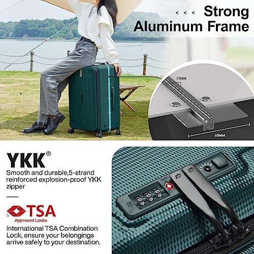 Multifunctional 26 Inch Hard Shell Suitcases with Wheels Travel Approved Luggage Large Rolling Suitcase Checked Luggage for Women Men