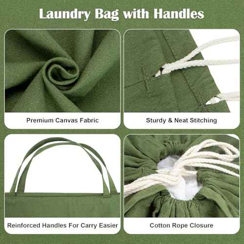 Canvas Laundry Bags with Handles & Square Base 16"Wx16"D x27.6"H