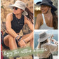Womens Sun Hat with Ponytail Hole Beach Hiking Summer Wide Brim UPF 50+ Outdoor Protection Foldable Bucket Hat Khaki
