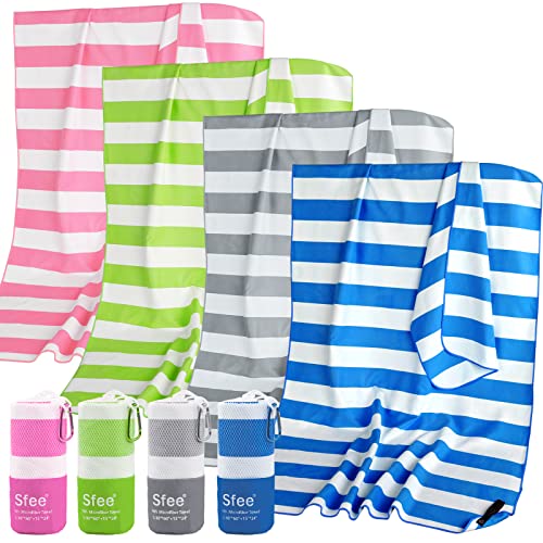 4 Pack(8Pcs) Microfiber Travel Towel, Beach Towel Quick Dry Towel Camping Towel Super Absorbent Compact Lightweight Sports Towel Gym Towel Set for Beach, Gym, Hiking, Pool, Backpacking, Yoga