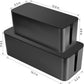 Cable Management Box, 2 Pack Large & Medium Cable Organizer Box with 17 PCS Cable Management Set, Cord Organizer Box to Hide Surge Protector on Desk or Floor (Black)