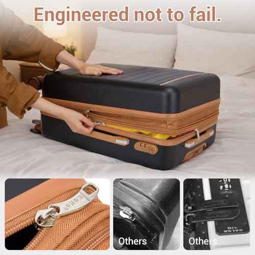 Checked Suitcase 24in Expandable ABS+PC Side Handle luggage Black