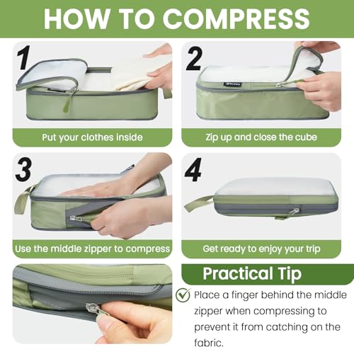 6 Set Ultralight Compression Packing Cubes Packing Organizer for Travel Accessories Luggage Suitcase Backpack