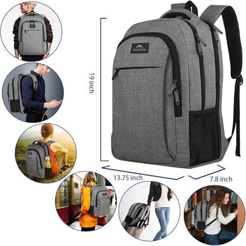 Grey 17 Inch TSA Friendly Travel Laptop Backpack for Women and Men
