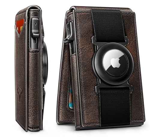 Men Airtag Leather Wallet Metal Case Money Clip