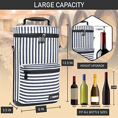 Insulated 2 Bottle Wine Bag Tote Leakproof Carrier Cooler Gift Stripes