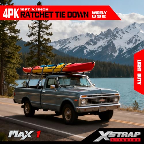 4 PK Ratchet Tie Down Straps (4 Count)