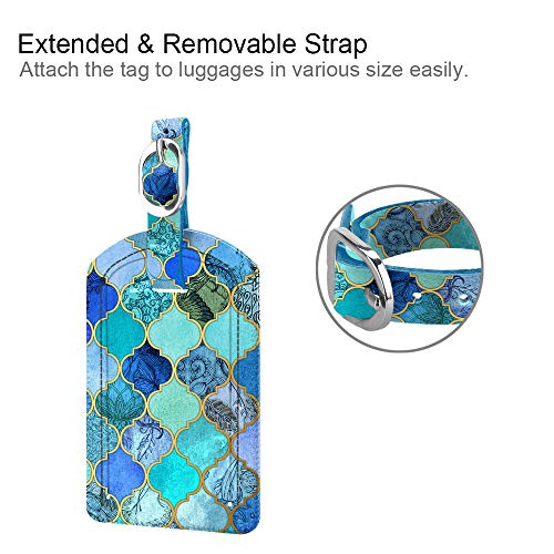 2 Pack Luggage Tags Leather Name ID Labels with Privacy Cover (2 Count)