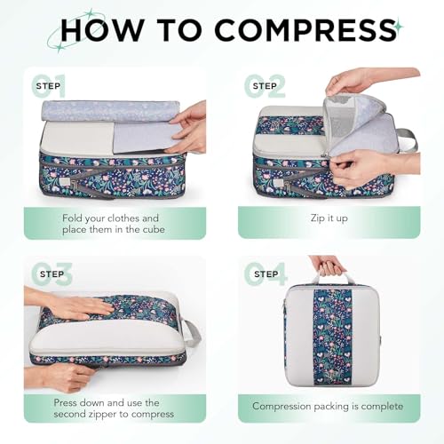 6 Set Compression Packing Cubes for Travel Essentials (6 Count)
