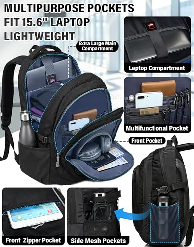Backpack Bookbag for College Sturdy Travel Business Hiking Fit Laptop Up to 15.6 Inch Multi Compartment Gifts for Men Women Night Light Reflective