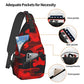 Sling Bag Military Camouflake Camo Red Black Hiking Daypack Crossbody Shoulder Backpack Travel Chest Pack for Men Women Over 12 Years Old
