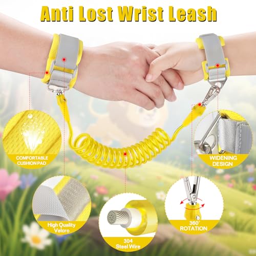Toddlers Leash + Anti Lost Wrist Link Child Kids Safety Harness Kids Walking Wristband Assistant Strap Belt for Boys Pink Christmas Gift