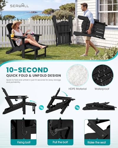 HDPE Folding Adjustable Adirondack Chair with Footrest