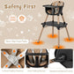 6-in-1 High Chair, Convertible Highchair for Babies and Toddlers/Kids Chair Table Set/Infant Feeding Chair w/Safety Harness, PU Leather Cushion & Removable Food Tray (Coffee)