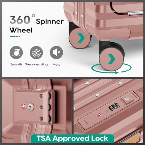 20 Inch Carry on Luggage with Aluminium Frame and Front Pocket