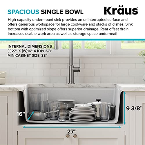 White 30 in Undermount Granite Kitchen Sink KGUW1