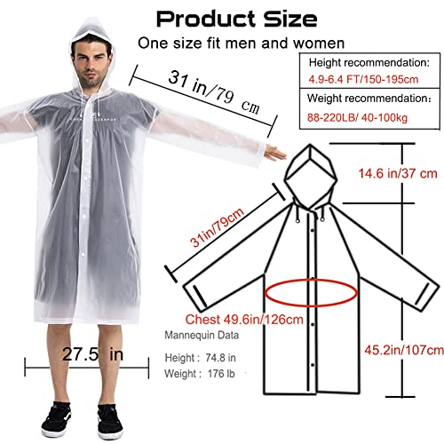 Rain Ponchos for Adults (2 Count)