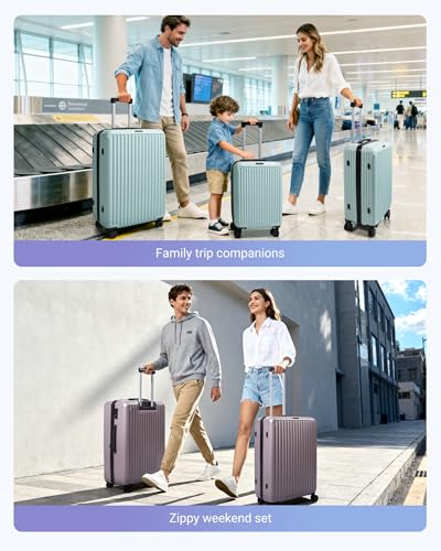 3 Piece Luggage Sets With Spinner Wheels Hardshell TSA Lock