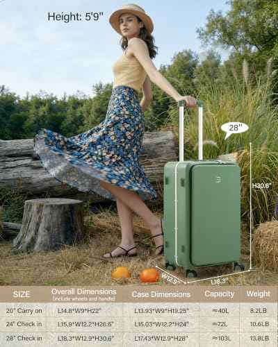 24 Inch Top Opening Checked Luggage with Cup Holder and USB Ports