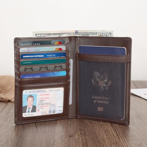 Polare Luxury RFID Blocking Leather Passport Holder Travel Wallet For Men and Women