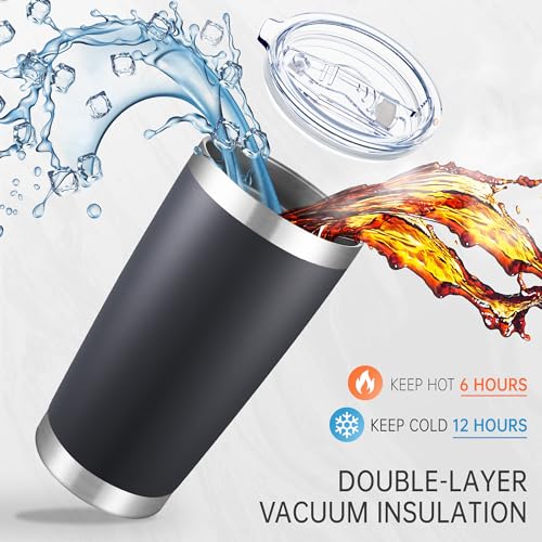 20 oz Tumblers Bulk Stainless Steel Tumbler with Lid Double Wall Vacuum Insulated Coffee Mug 20oz Powder Coated Cup for Hot and Cold Drinks (12 Count)