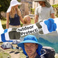 UPF 50+ Womens Mens Sun Hat with Neck Flap Wide Brim Fishing Hat Mesh Summer Beach Bucket Hat for Golf Hiking White