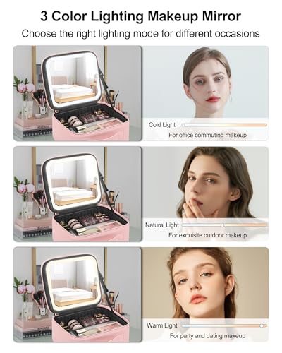 Travel Makeup Bag with LED Mirror