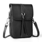 Black Genuine Leather Small Crossbody Bags for Women Cell Phone Purse