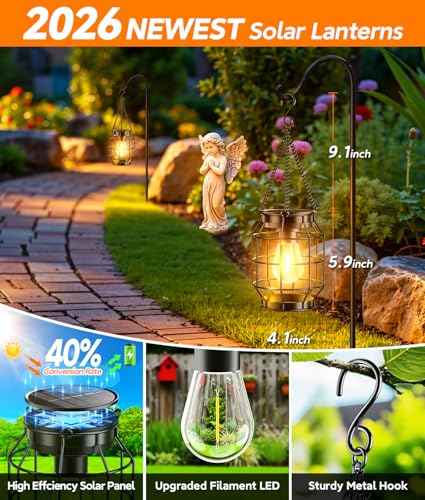 Solar Lanterns Outdoor Waterproof (4 Count)