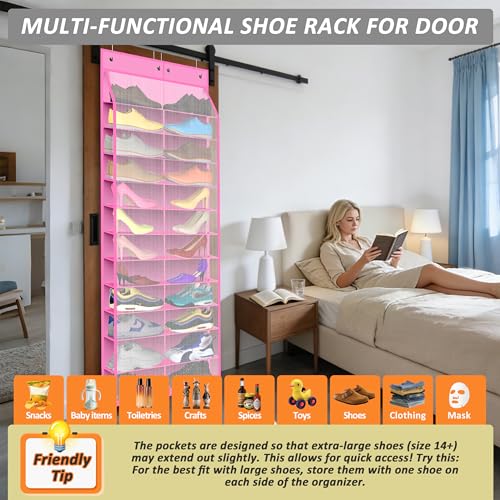 24 Pair Over Door Shoe Organizer for Family & Kids (12 Count)