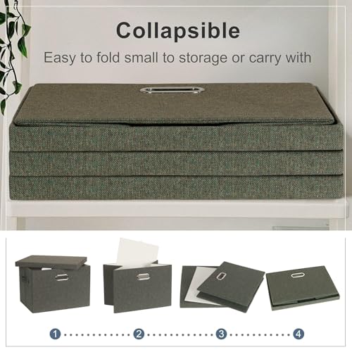 Storage Bins with Lids Fabric Closet Organizers Cubes Office Organization (3 Count)