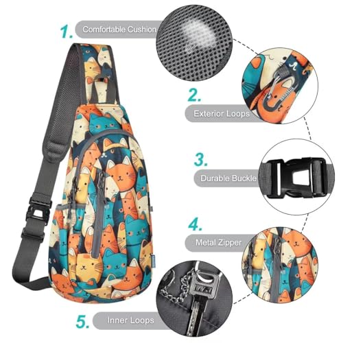Small Sling Bag Lightweight Crossbody Bag for Easter Gifts Women Men Hiking Backpack Travel Shoulder Bag Chest Daypack for Gym Work Outdoor Sports Mix