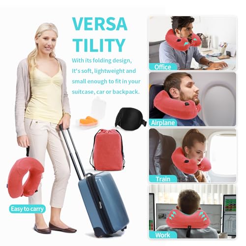 2 Pack Inflatable Travel Neck Pillows for Airplanes