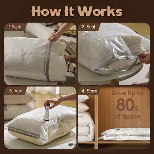 Rechargeable Pump Vacuum Bags for Travel Packing (15 Count)