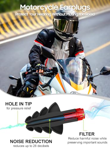 Motorcycle Ear Plugs for Wind Noise Reduction (2 Count)